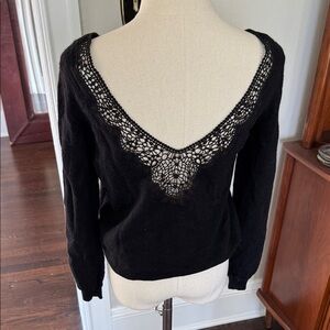 Sezane Black embroidery-Trimmed low vback Sweater